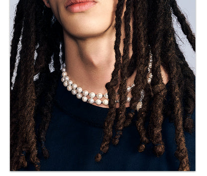 Long pearl hip-hop necklace