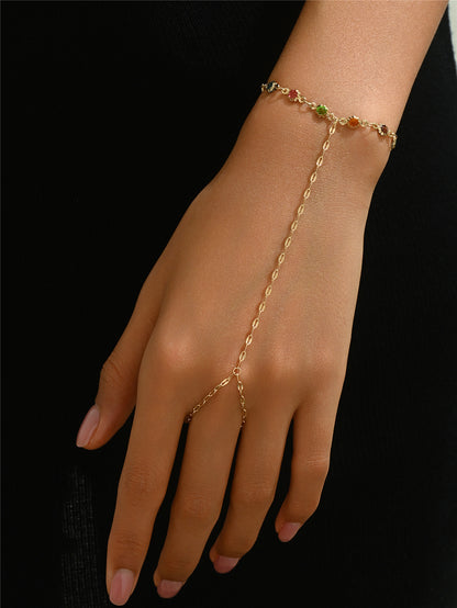 Zircon Four-Leaf Clover Colored Diamond Finger Necklace