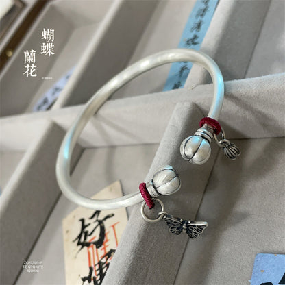 China Sterling silver butterfly bell bracelet