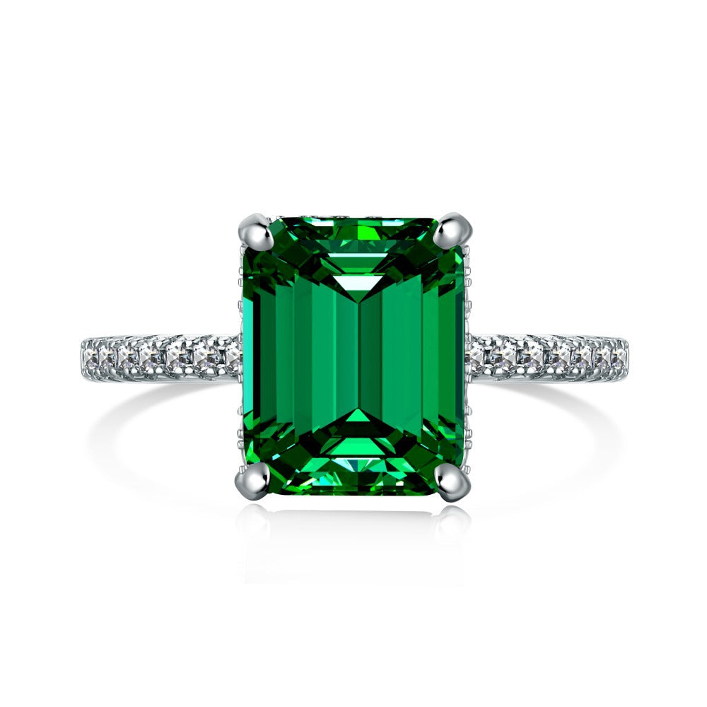Retro high-end zircon emerald ring - jewelryweilin