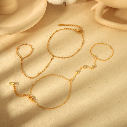 Internet celebrity style 18k gold-plated finger chain