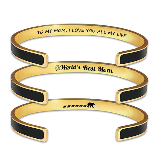 Laser Engraved Oil-Dripping Gold Bracelet