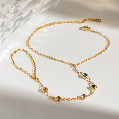 Colored zircon finger necklace