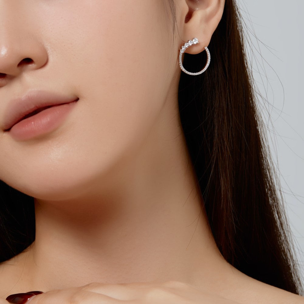 Fashionable hoop design micro-paved zircon earrings - jewelryweilin