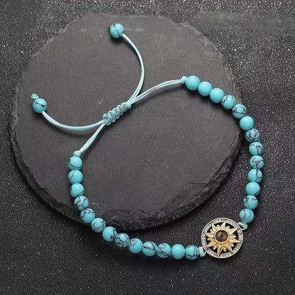 Sunflower photo projection natural stone bracelet