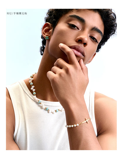 Natural stone pearl hip-hop necklace