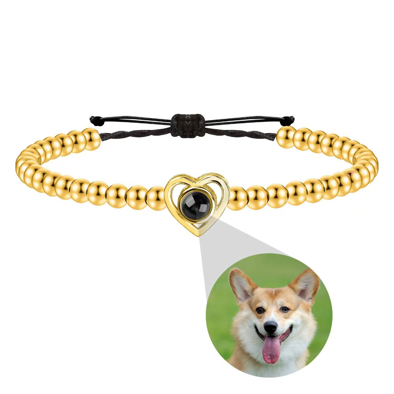 Love heart projection photo beaded bracelet weaving