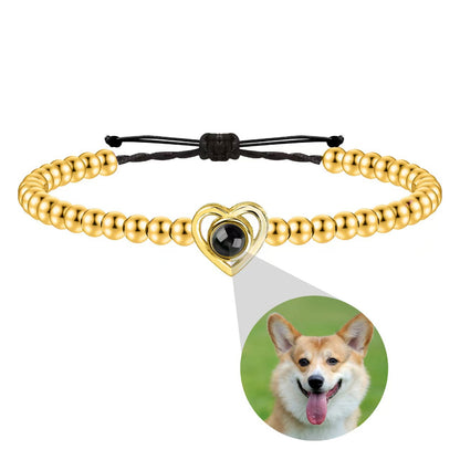 Love heart projection photo beaded bracelet weaving