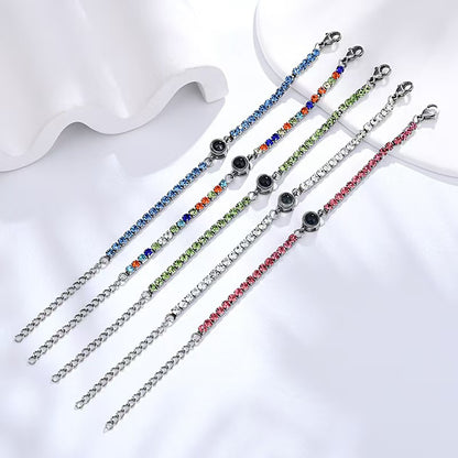 Colored diamond projection photo bracelet