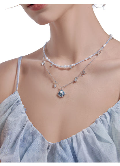 Secret language blue sea star necklace