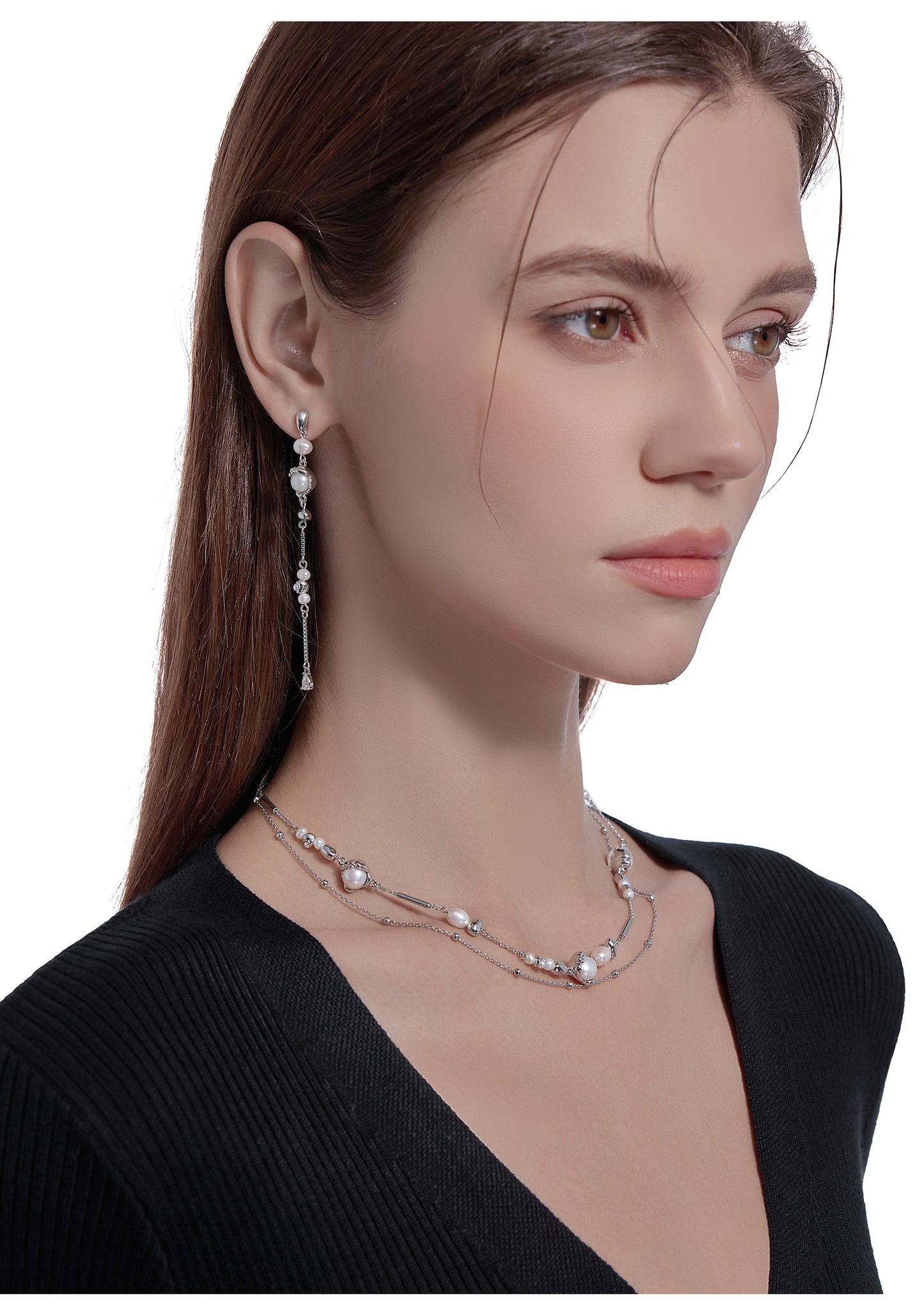 Freshwater pearl long pendant necklace