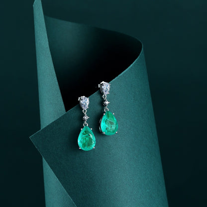 Elegant green teardrop earrings - jewelryweilin
