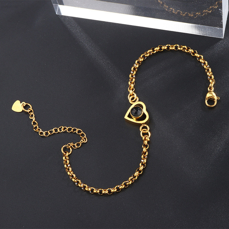Photo projection heart shape bracelet