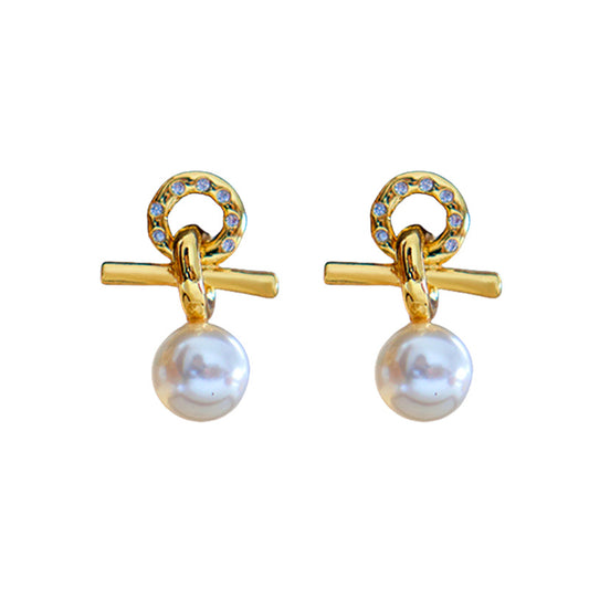 Elegant Vintage Zircon Freshwater Pearl Earrings - jewelryweilin