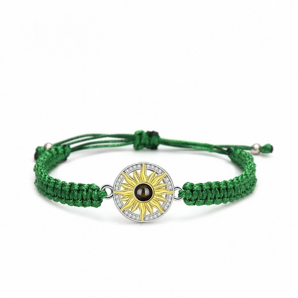 Photo projection sunflower woven wristband