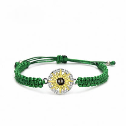 Photo projection sunflower woven wristband