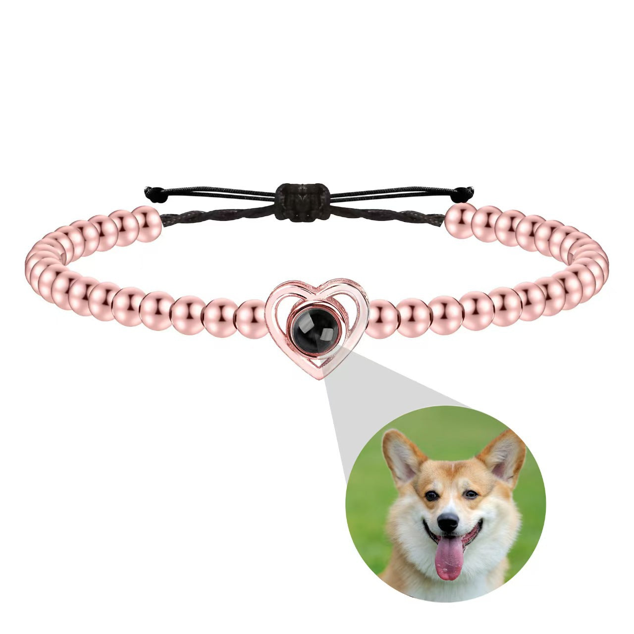 Love heart projection photo beaded bracelet weaving
