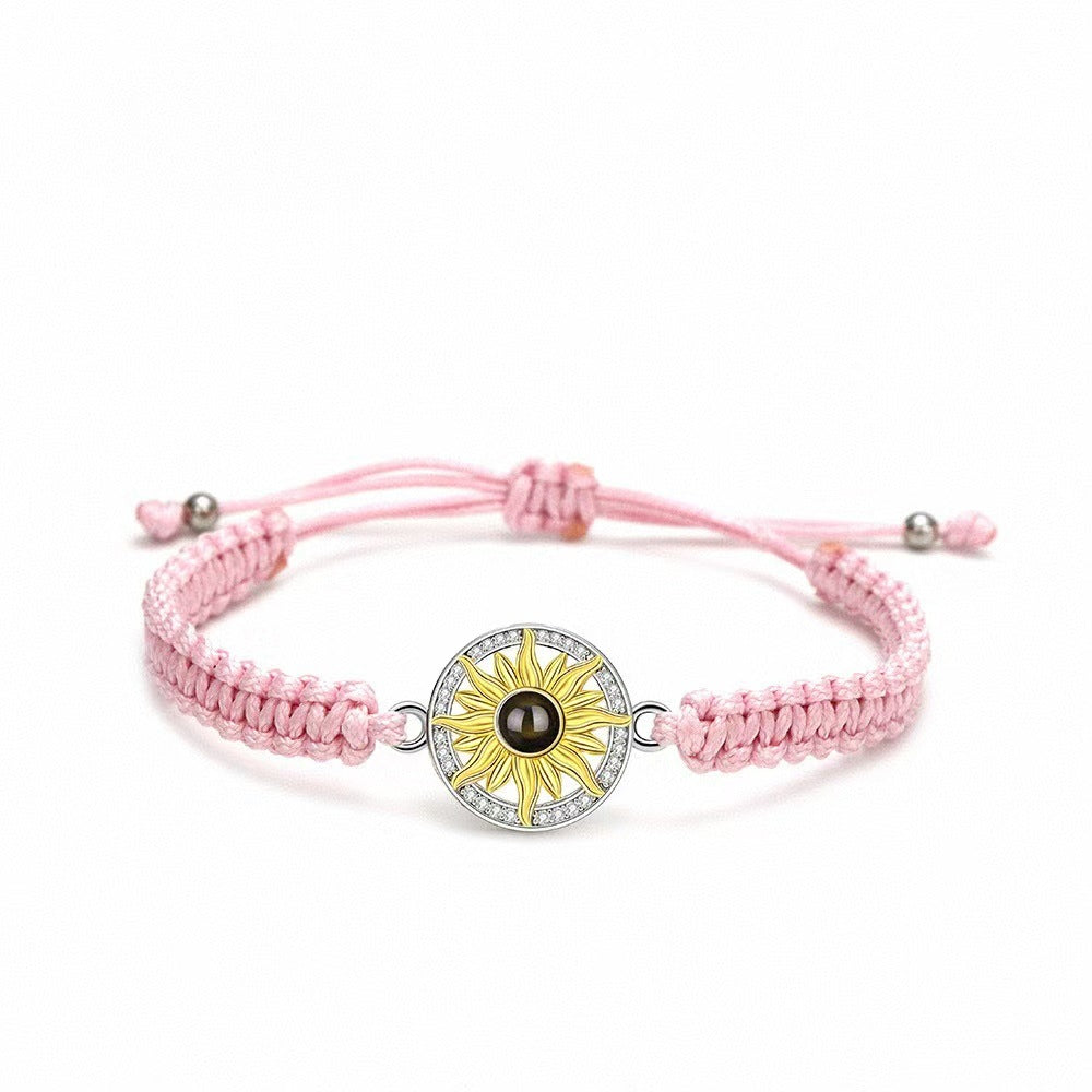 Photo projection sunflower woven wristband