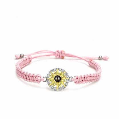 Photo projection sunflower woven wristband