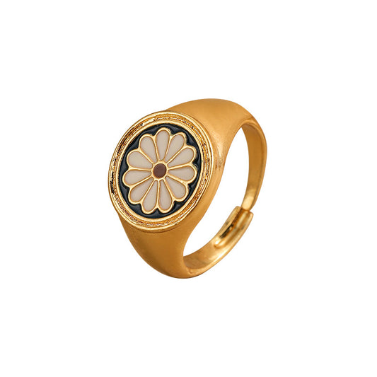 Premium Vintage Enamel Four-Leaf Clover Ring - jewelryweilin