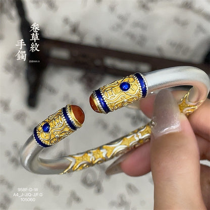 New Chinese style curly grass pattern open bracelet