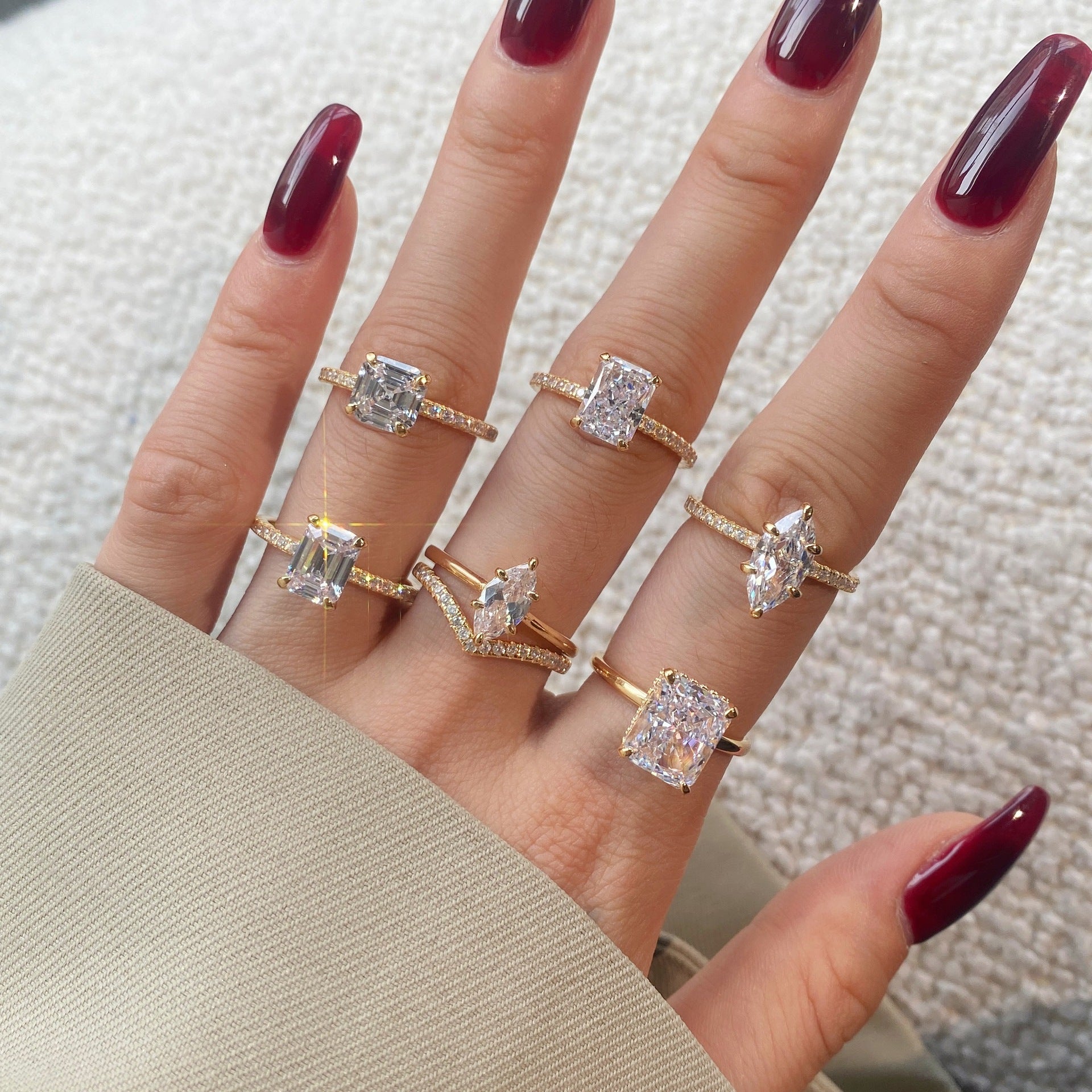 Temperament high carbon diamond stacking ring - jewelryweilin