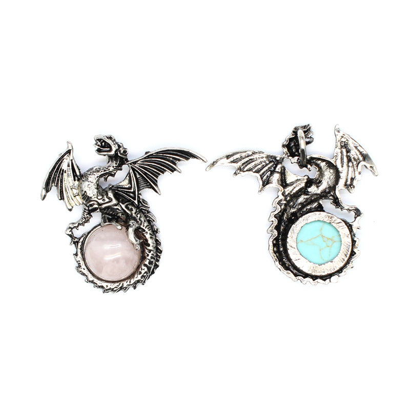 Vintage Natural Stone Dragon Pendant