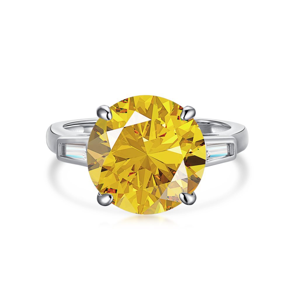 Classic noble shining ice flower cut high carbon diamond zircon ring - jewelryweilin