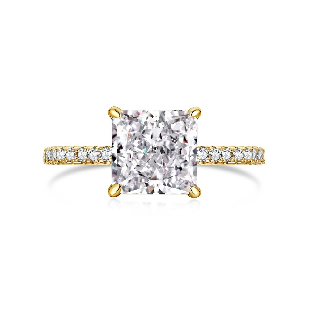 Classic and fashionable ice flower cut zircon ring - jewelryweilin