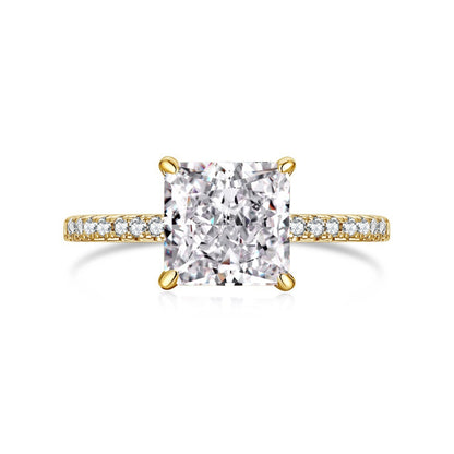 Classic and fashionable ice flower cut zircon ring - jewelryweilin