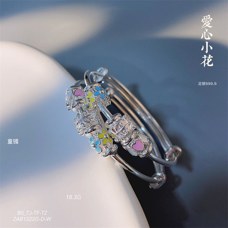 China A pair of sterling silver heart circle bracelets for children - jewelryweilin
