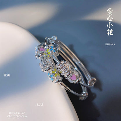 China A pair of sterling silver heart circle bracelets for children - jewelryweilin