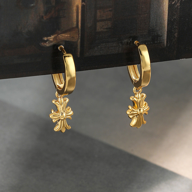 Vintage Personalized Chrome Hearts Cross Earrings - jewelryweilin