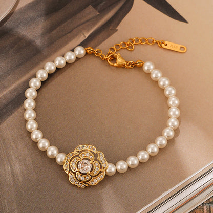 High-end personalized retro flower pearl necklace - jewelryweilin