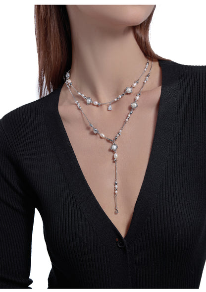 Freshwater pearl long pendant necklace