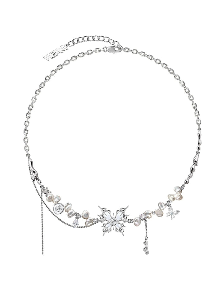 Baroque butterfly pearl necklace