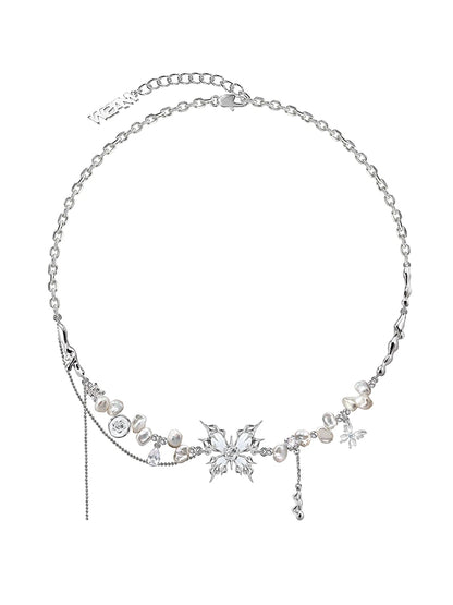 Baroque butterfly pearl necklace