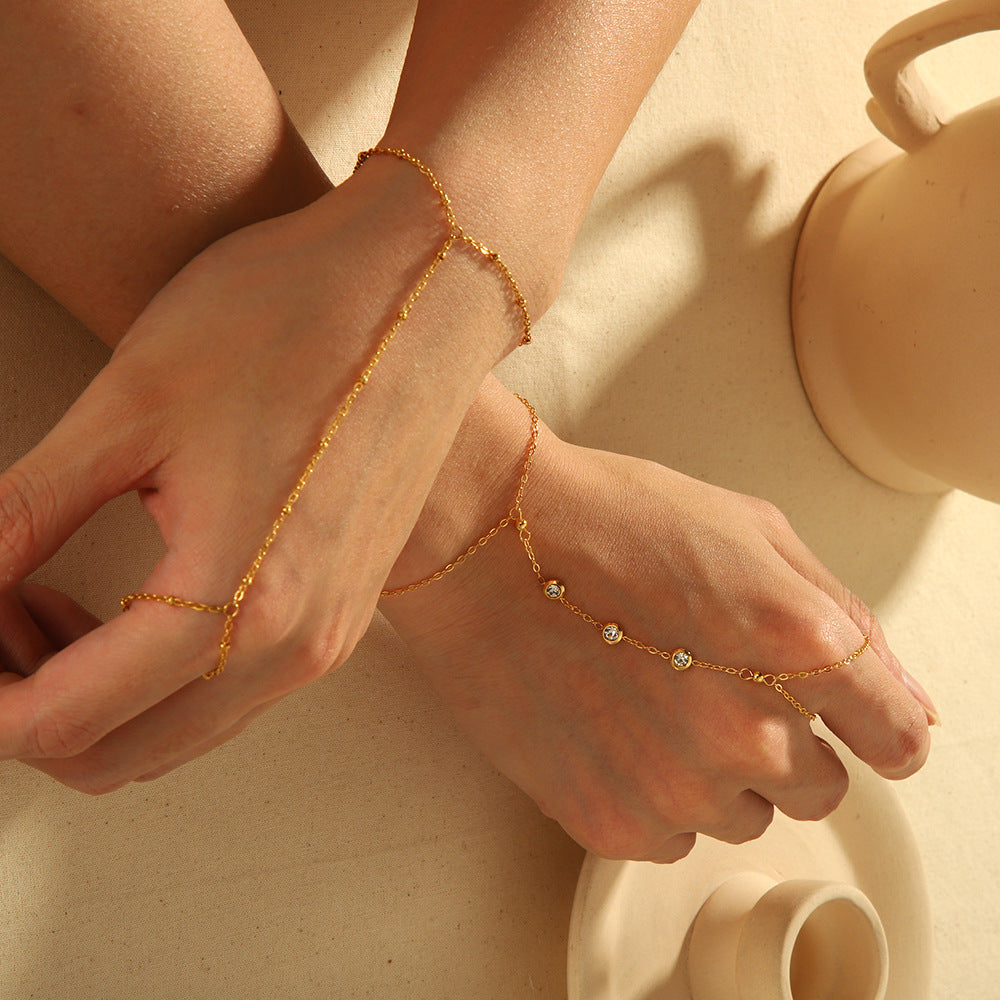 Internet celebrity style 18k gold-plated finger chain