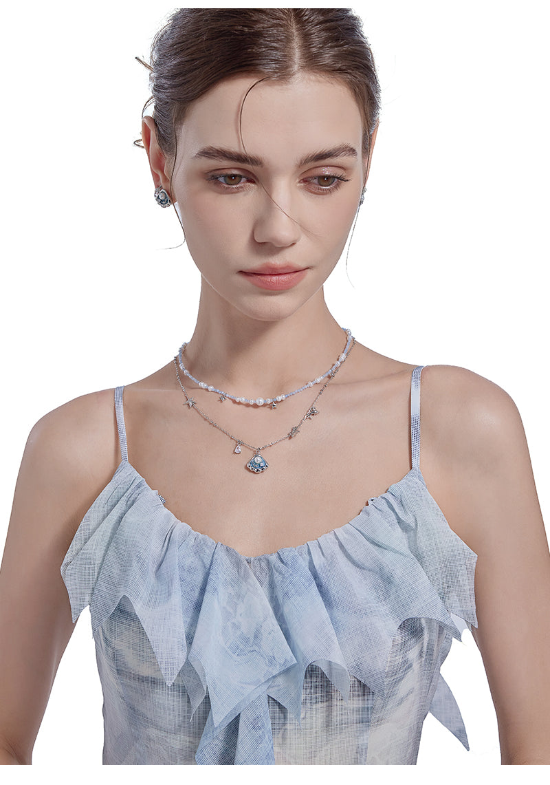 Secret language blue sea star necklace