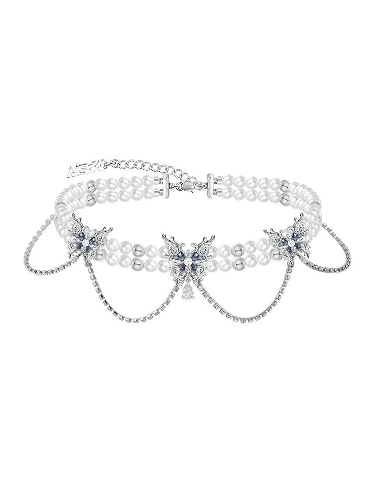 Butterfly dance highlight pearl butterfly necklace