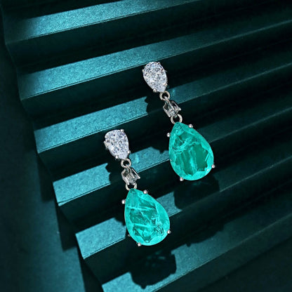 Elegant green teardrop earrings - jewelryweilin
