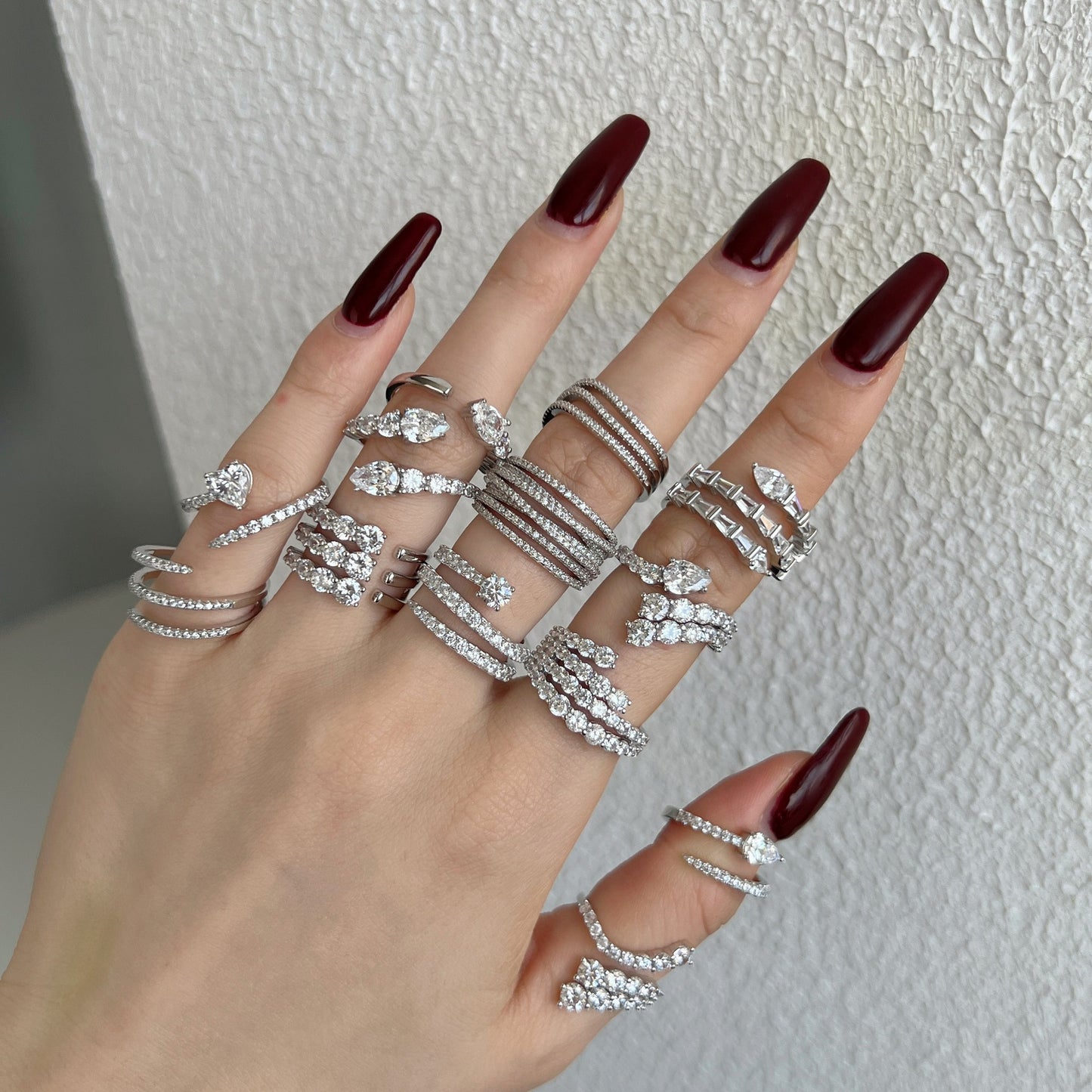 Fashionable and personalized spiral full diamond ring - jewelryweilin