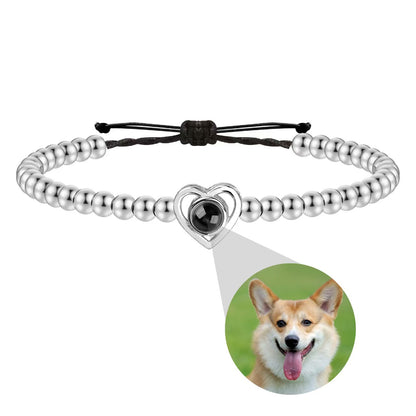 Love heart projection photo beaded bracelet weaving