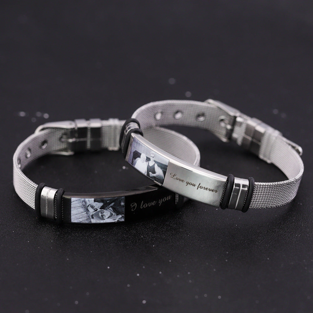 Engraved woven men's bracelet