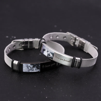 Engraved woven men's bracelet