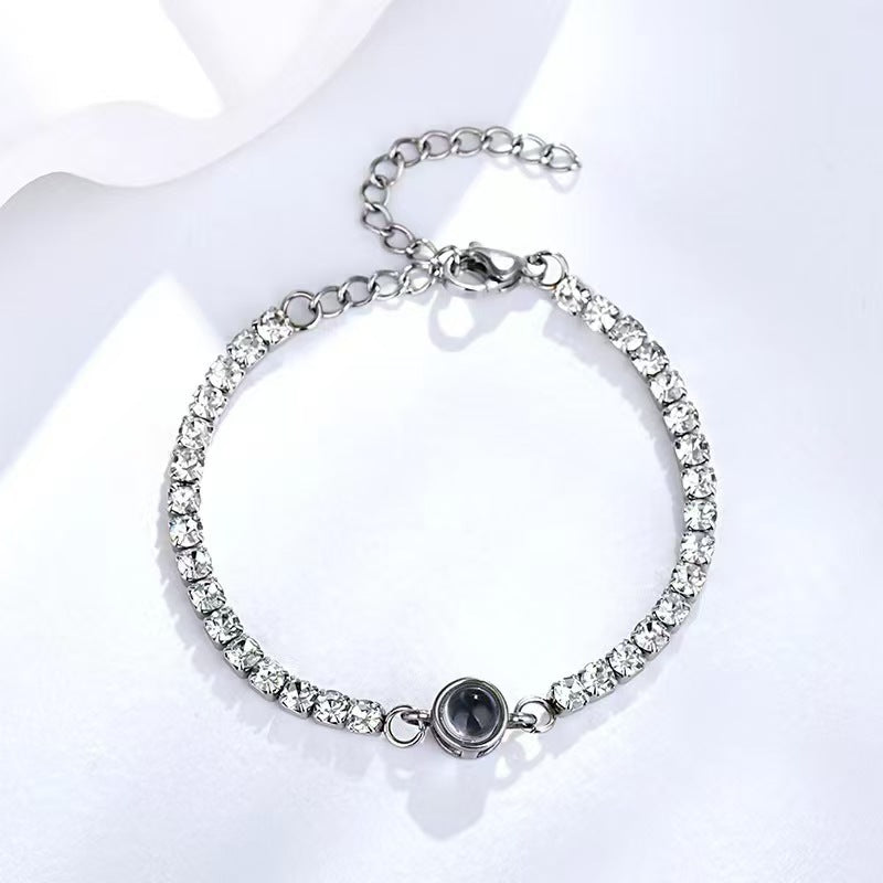 Colored diamond projection photo bracelet