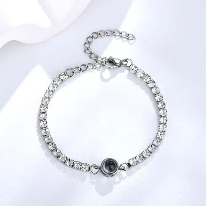 Colored diamond projection photo bracelet
