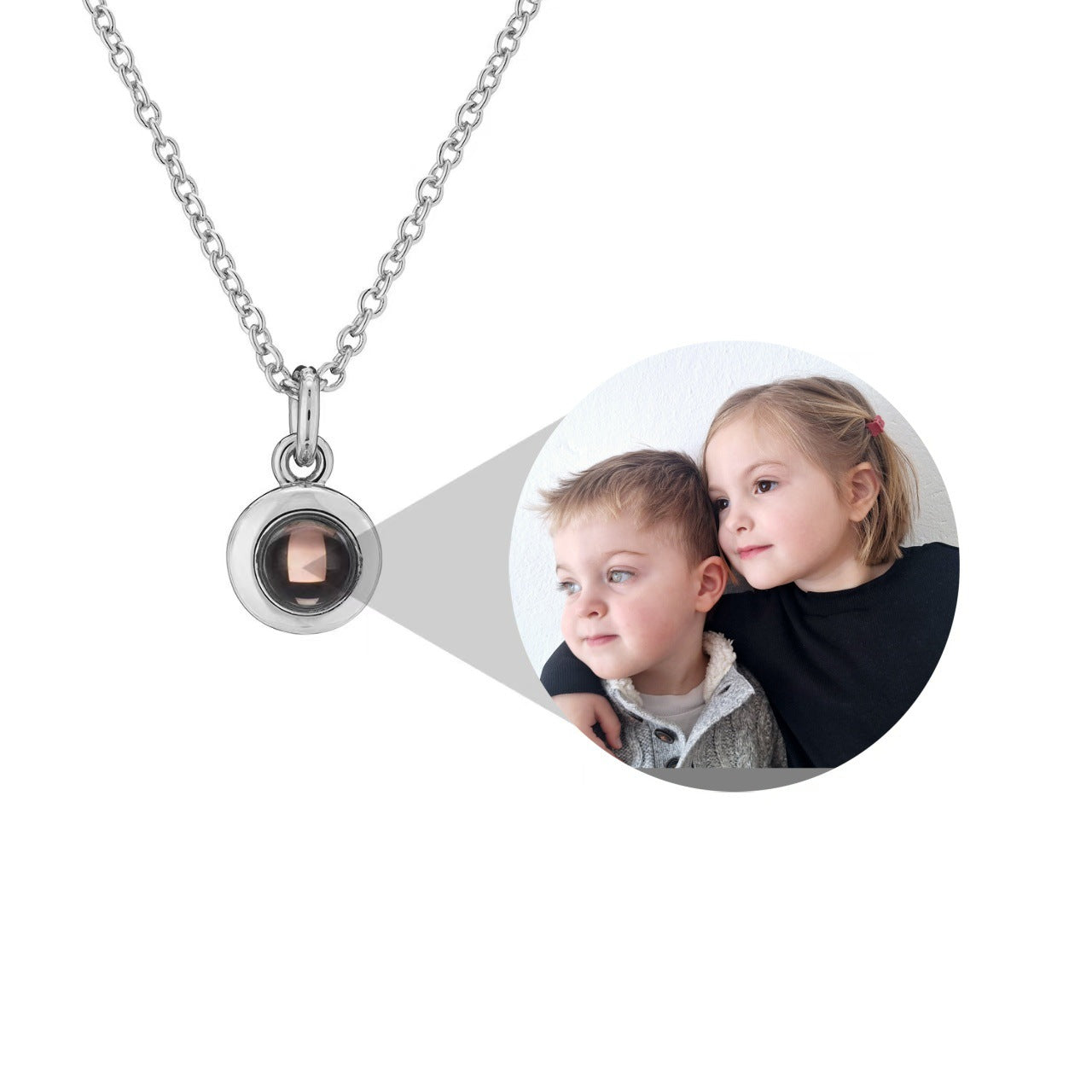 Photo projection pendant necklace
