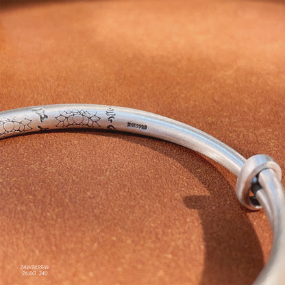 Chinese style lotus sterling silver bracelet