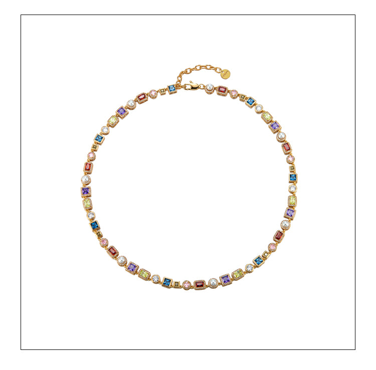 Colored diamond pearl necklace